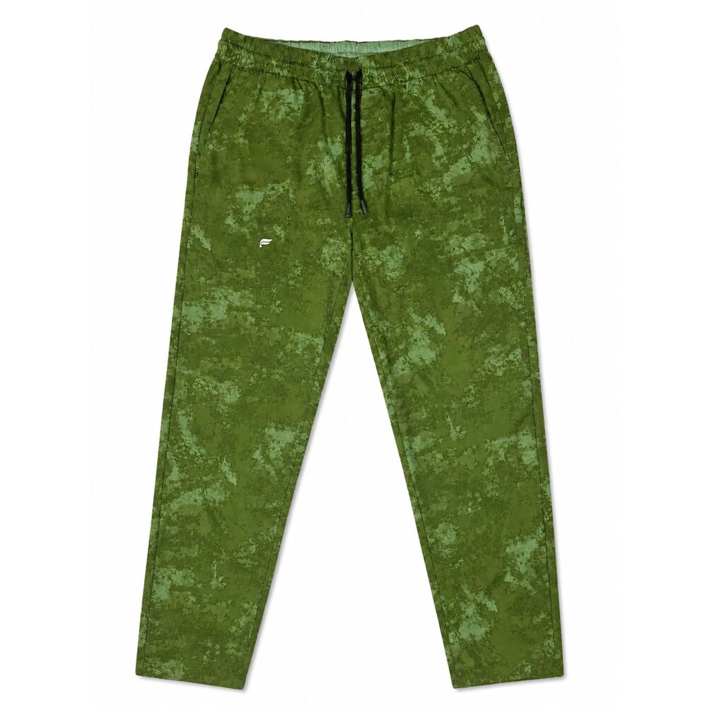 Fabletics Men’s Green Camo Jogger Pants Size Large with Drawstring